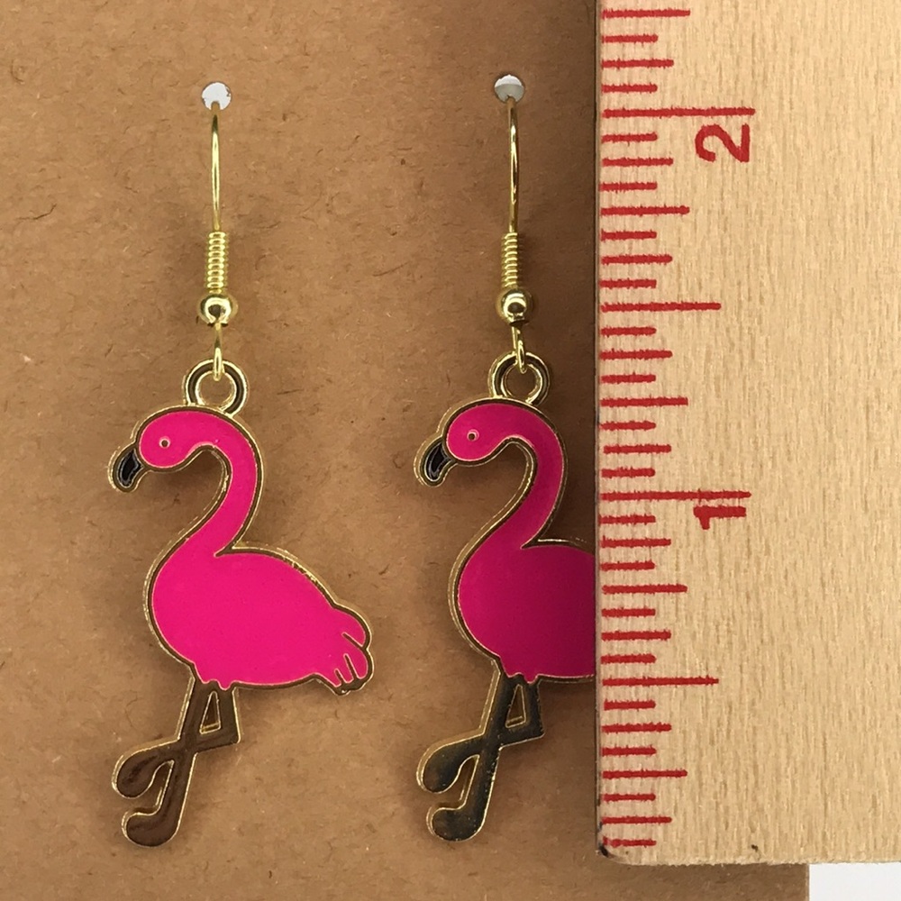 Pink Flamingo Earrings Fashion Jewelry - Picture 2 of 4